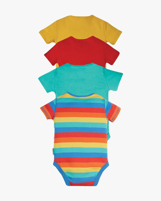 Frugi Baby Over The Rainbow Organic Cotton Bodysuits, Pack of 4, Multi Frugi