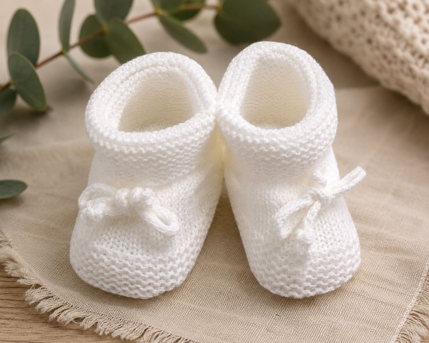 White Knitted Booties Booties Nursery Time