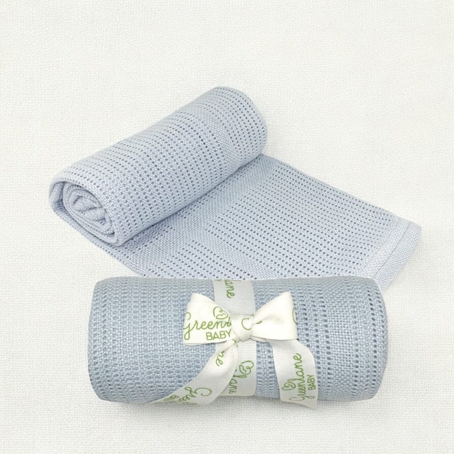 Blue Baby Bamboo Cotton Cellular Blanket - 90cm x 75cm (One blanket) Muslin Muslinz