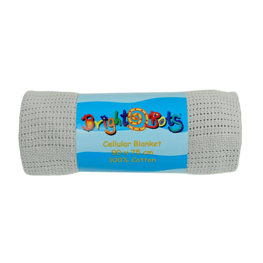Bright Bots Cellular Blankets 100% Cotton Grey - 90cm x 75cm Muslin Muslinz