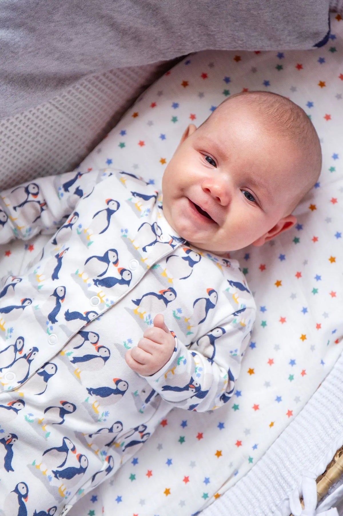 Frugi Organic Cotton Puffin Babygrow and Top Gift Set Sleepsuit / Babygrow Frugi