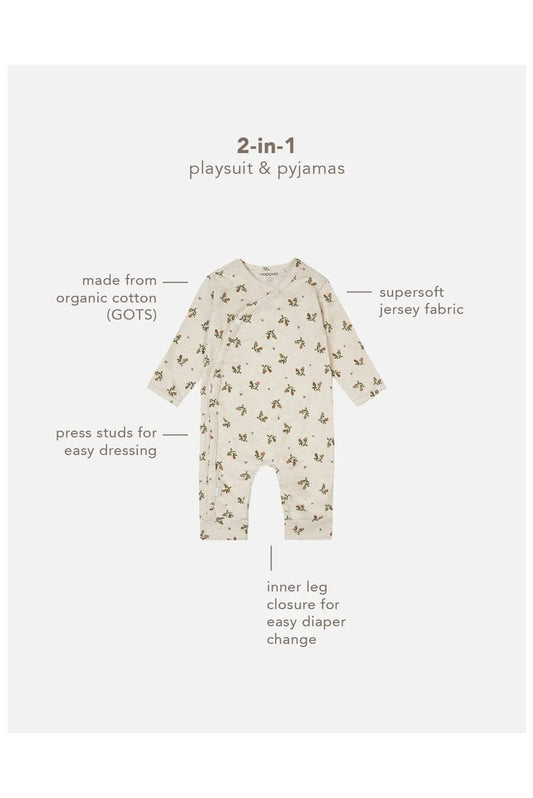 Oatmeal Flowery Playsuit Sleepsuit / Babygrow Noppies