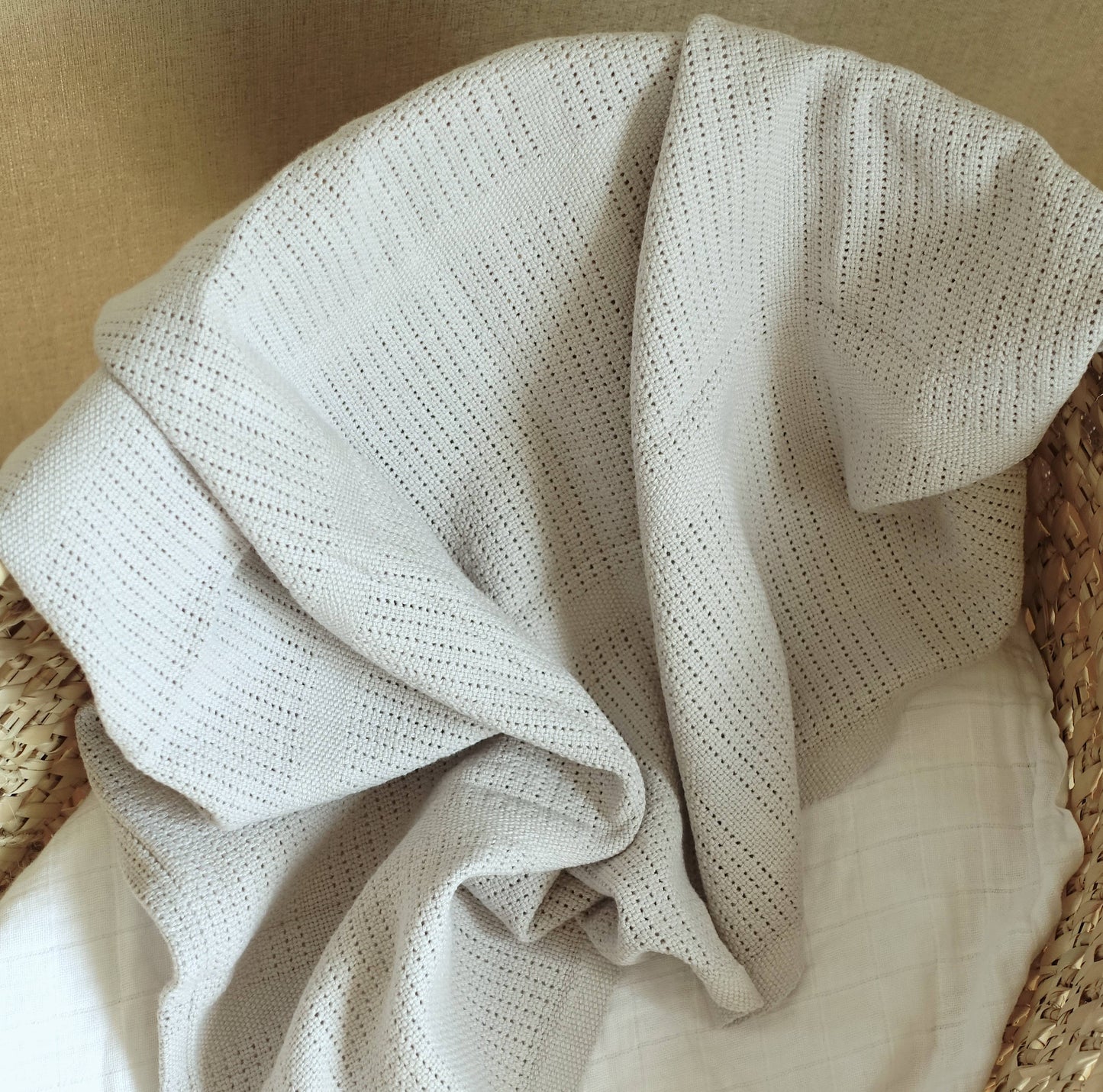Bright Bots Cellular Blankets 100% Cotton Grey - 90cm x 75cm Muslin Muslinz