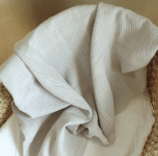 Bright Bots Cellular Blankets 100% Cotton Grey - 90cm x 75cm Muslin Muslinz