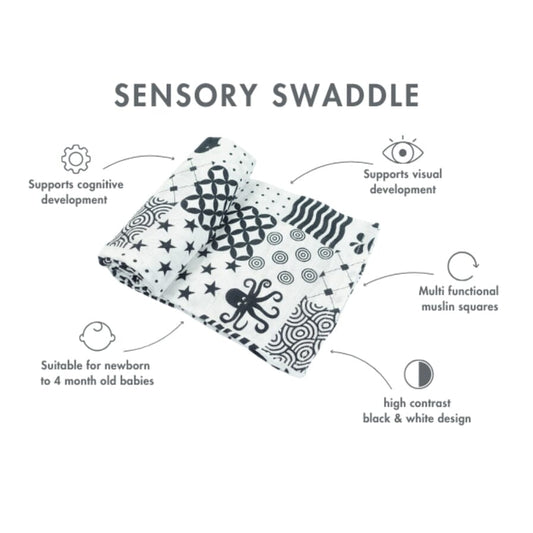 MuslinZ Bamboo/Organic Cotton Swaddle Blanket Sensory - 120x120cm Muslin Muslinz