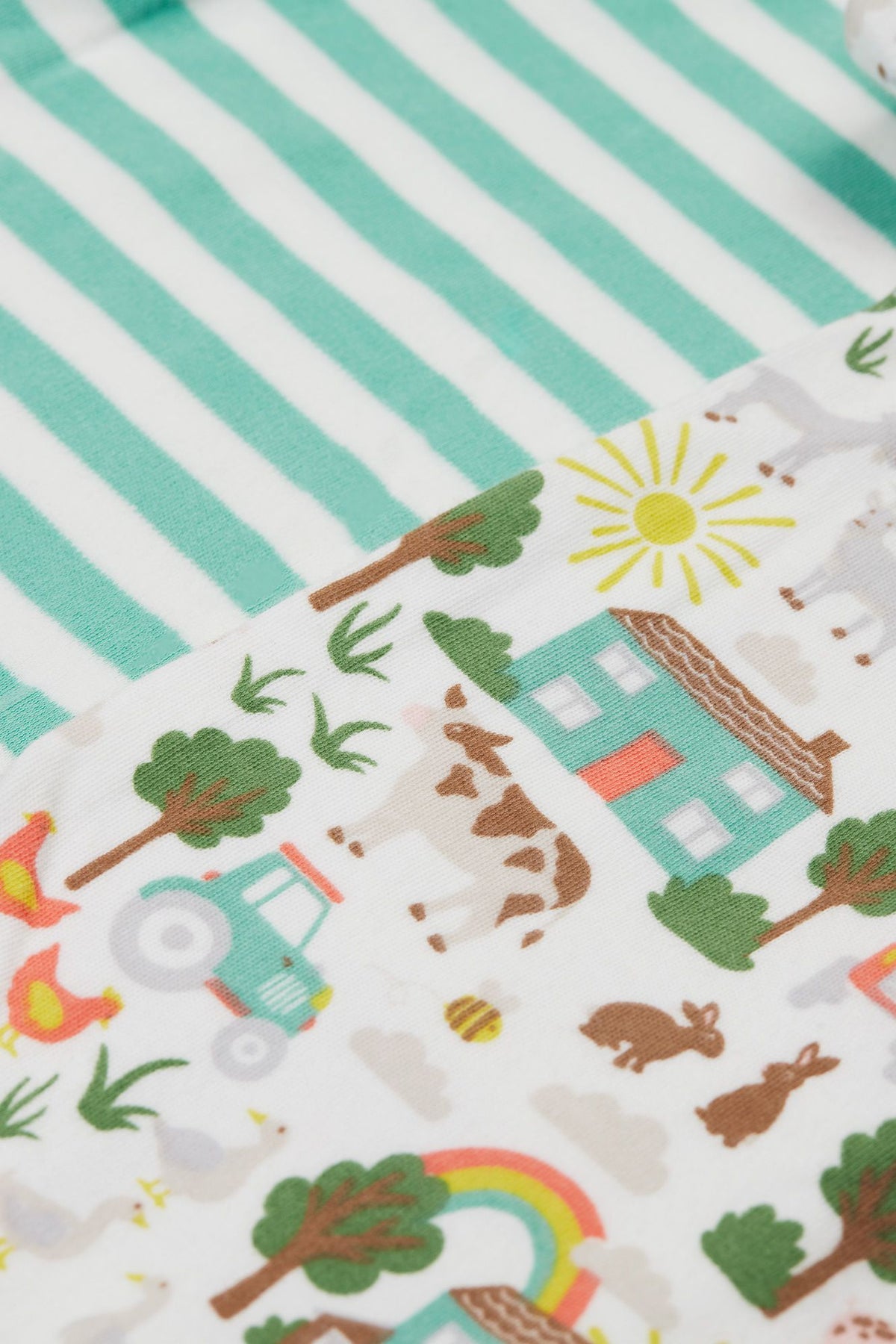 Frugi Organic Cotton 2 Pack Short Sleeve Farmyard Bodysuits Bodysuit / Vest Frugi