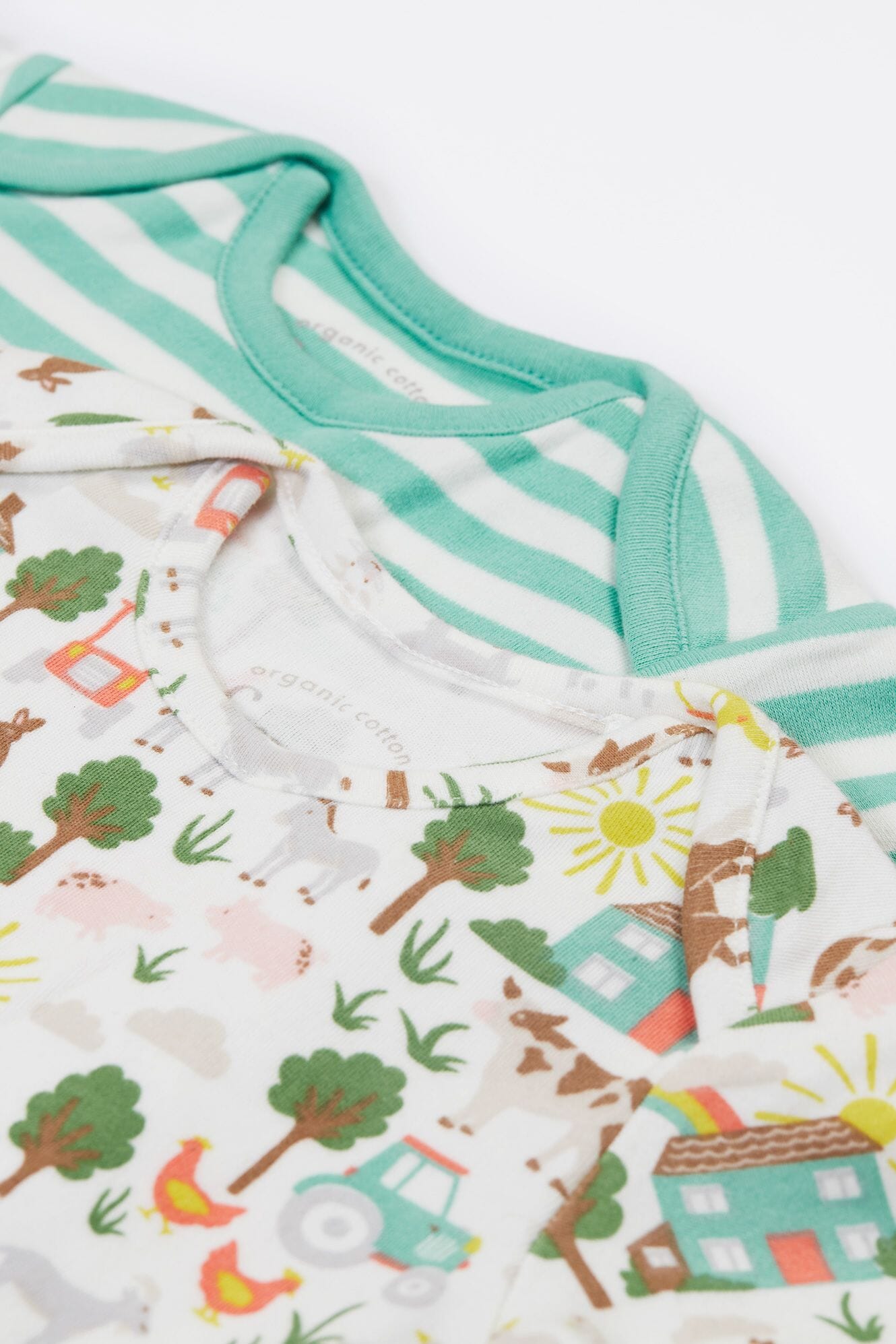 Frugi Organic Cotton 2 Pack Short Sleeve Farmyard Bodysuits Bodysuit / Vest Frugi