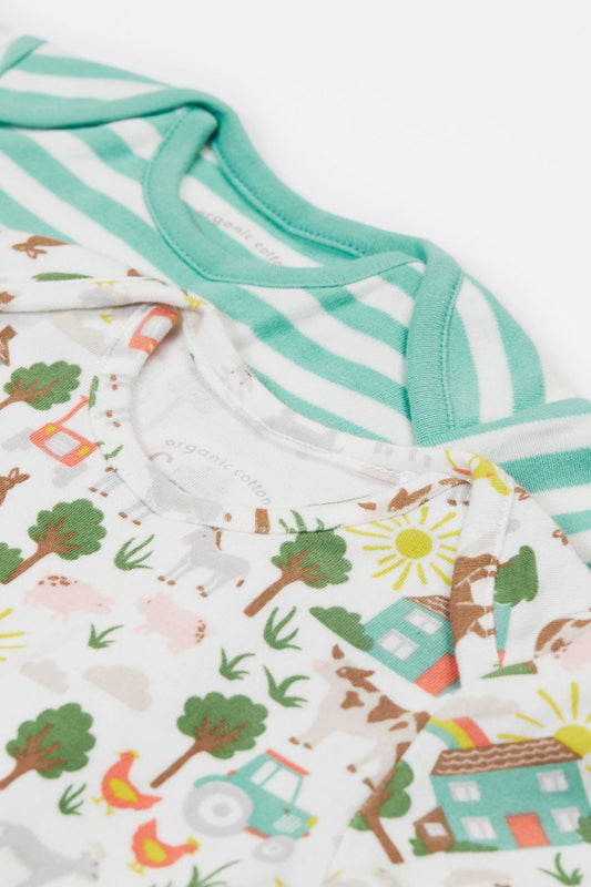 Frugi Organic Cotton 2 Pack Short Sleeve Farmyard Bodysuits Bodysuit / Vest Frugi
