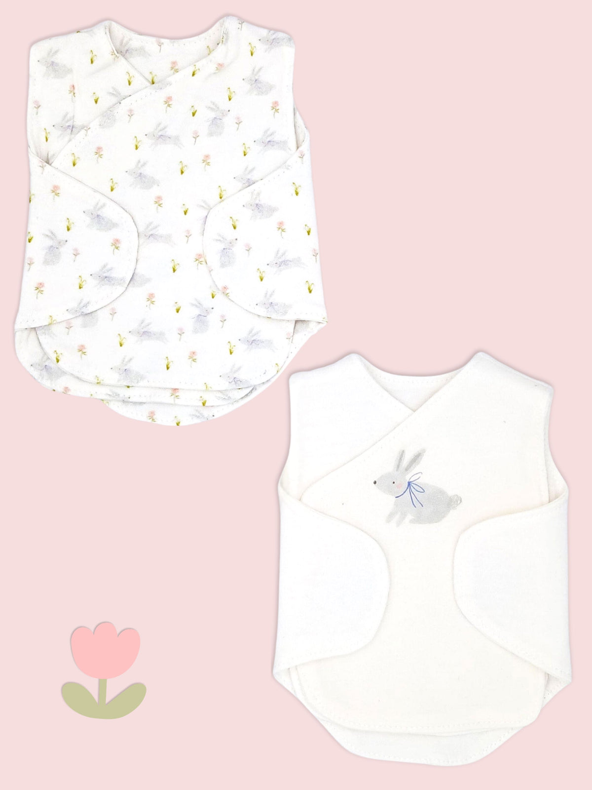 Neonatal Vest 2 Pack, Organic Cotton, Cottontail Bodysuit / Vest Little Dreamer