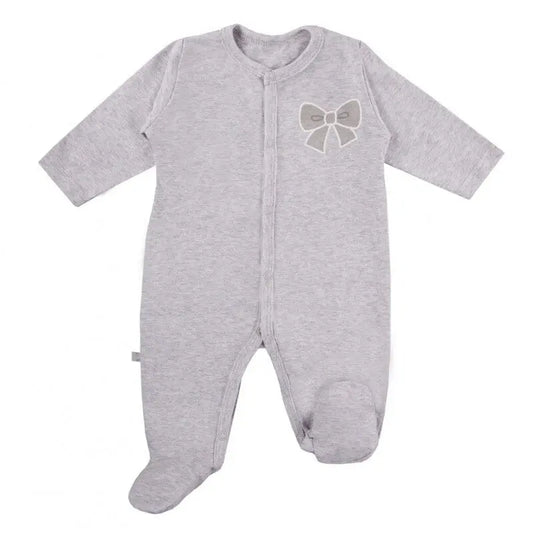 3 Pack Footed Sleepsuits, Bows, Grey Sleepsuit / Babygrow EEVI