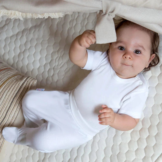Early Baby Footed Trousers - White Trousers / Leggings EEVI
