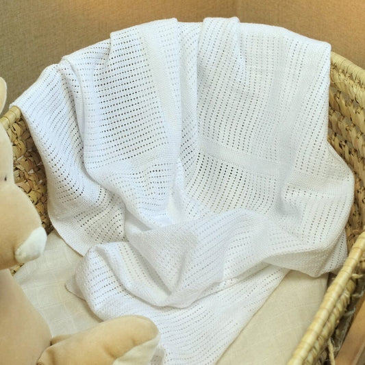 Bright Bots Cellular Blankets 100% Cotton White - 90cm x 75cm Muslin Muslinz