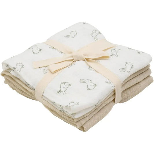 3 Pack, Organic Cotton Muslins, Bunny / Beige, 65 x 65 cm Blanket Pippi