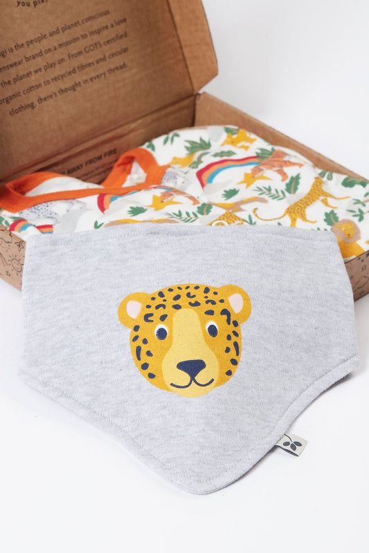 Frugi Organic Cotton "Into The Wild" Gift Set - Babygrow and Dribble Bib Sleepsuit / Babygrow Frugi