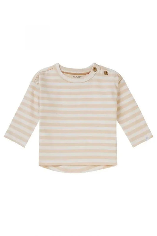 Long Sleeve Stripe Top, Biscotti - Organic Cotton Top / T-shirt Noppies