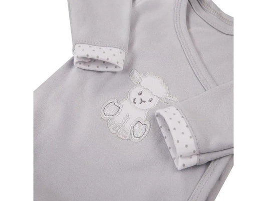Early Baby Bodysuit, Embroidered Lamb Design - Grey Bodysuit / Vest EEVI