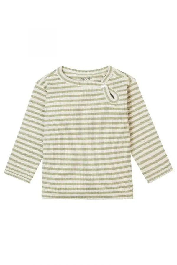 Premium Organic Ribbed Top - Moss Stripe (4-7lbs) Top / T-shirt Noppies
