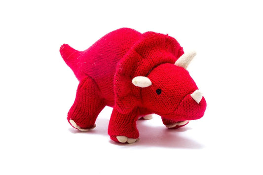 Knitted Triceratops Rattle, Red Toy Best Years
