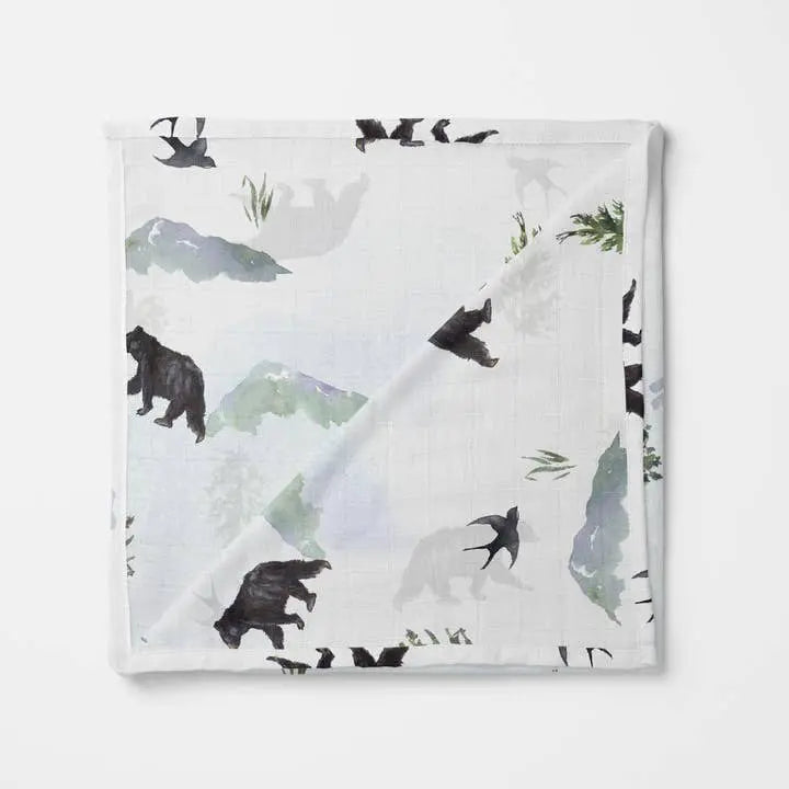 Muslin Swaddle Blanket, Organic - Bears Swaddle Blanket Banks-Lyon Botanical