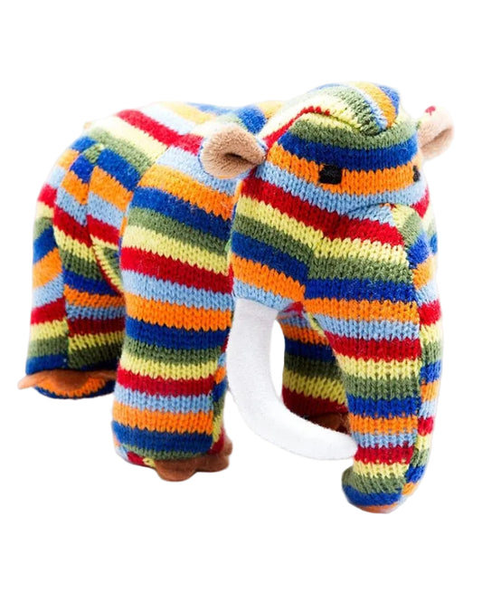 Rainbow Striped Woolly Mammoth Baby Rattle Best Years