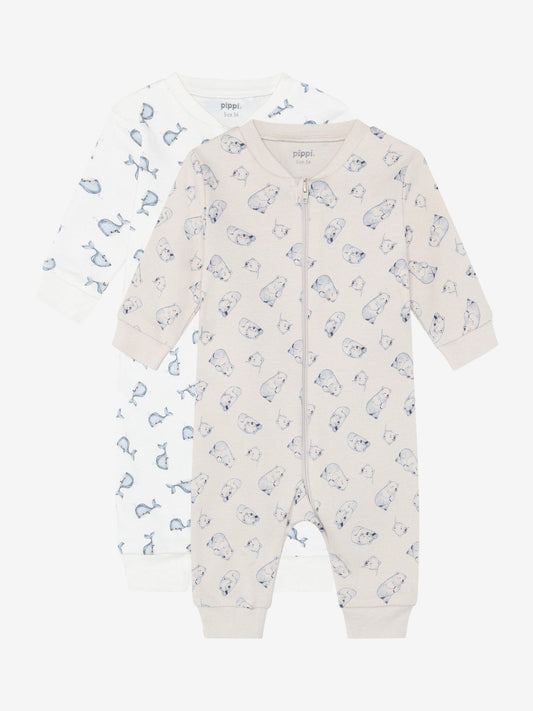 Pack of 2 Pippi Sleepsuits - Bears and Whales Sleepsuit / Babygrow Pippi
