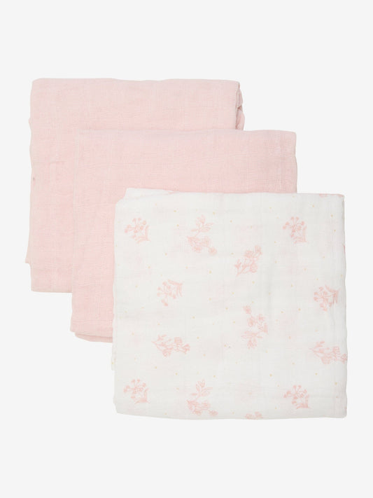3 Pack, Organic Cotton Muslins, Veiled Rose, 65 x 65 cm Blanket Pippi