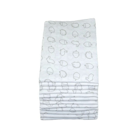 Grey Woodland Cotton Muslin - 70cm x 70cm (One Muslin) Muslin Muslinz