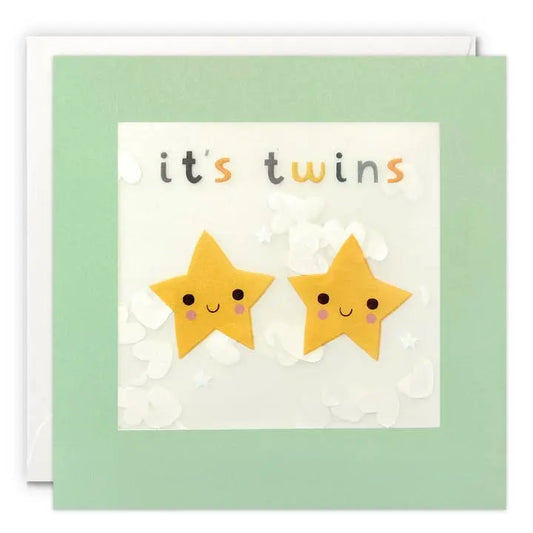 Cards & Message Cards & Gift Wrap Little Mouse Baby Clothing & Gifts It's Twins Stars Paper Shakies Card