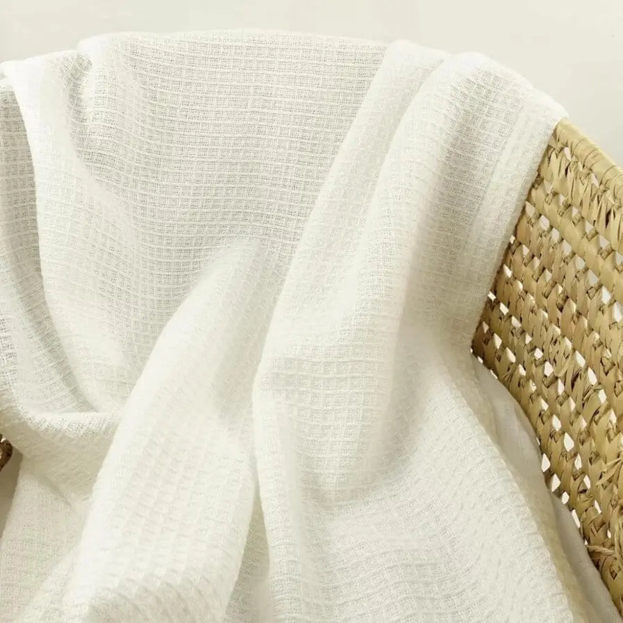 100% Pure Cotton White Waffle Blanket - 90cm x 75cm Muslin Muslinz