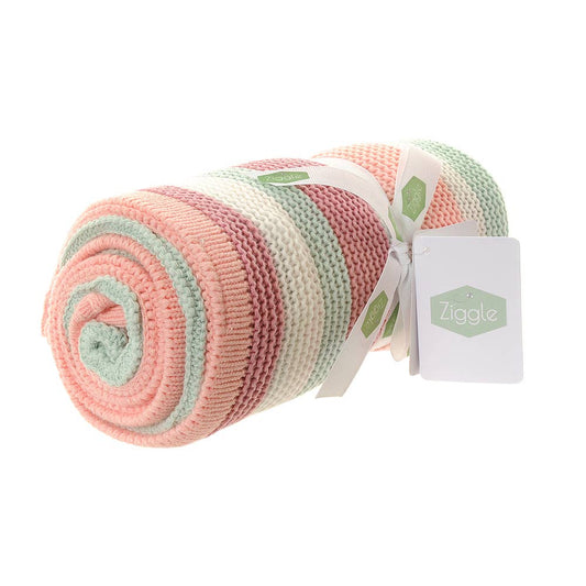 Ziggle Baby - Pink, White, Green Stripes Blanket Blanket Ziggle Baby
