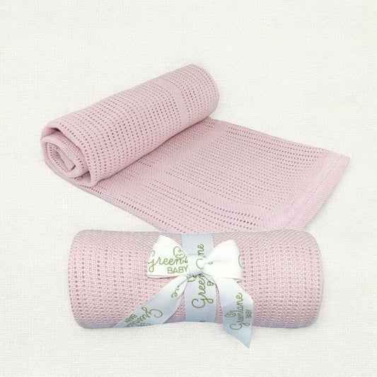 Pink Baby Bamboo Cotton Cellular Blanket - 90cm x 75cm (One blanket) Muslin Muslinz