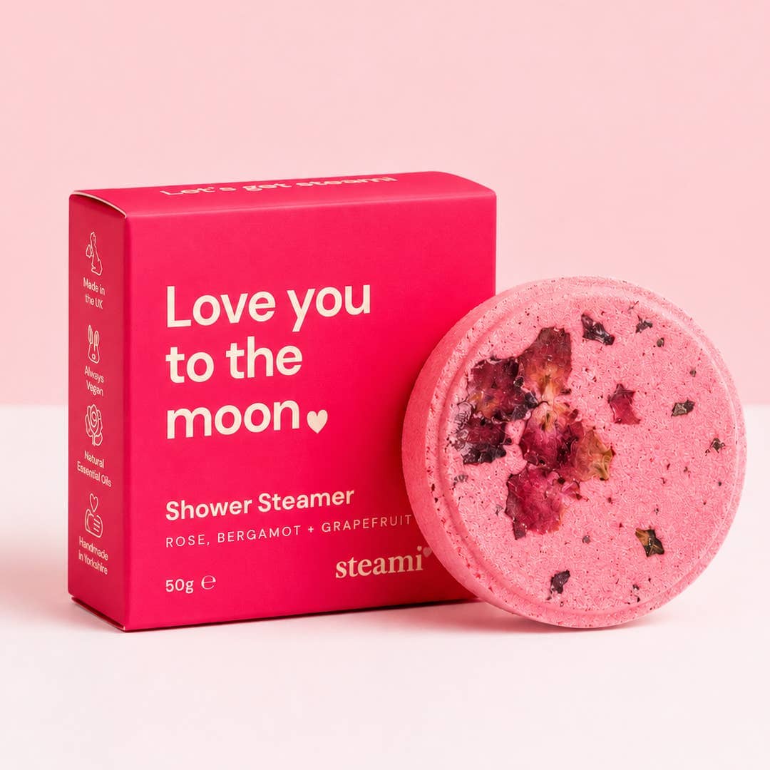 Bright Pink 'Love you to the moon' Shower Steamer Parent Gift Steami