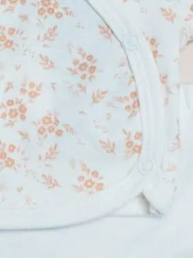 2 piece wrap top & trouser set, Apricot Floral , Organic Cotton Tiny & Small