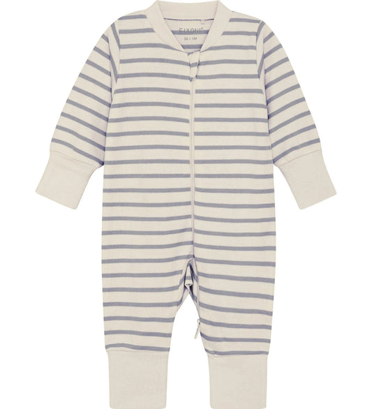 Organic Cotton Blue and Cream Striped Onesie Sleepsuit / Babygrow Fixoni