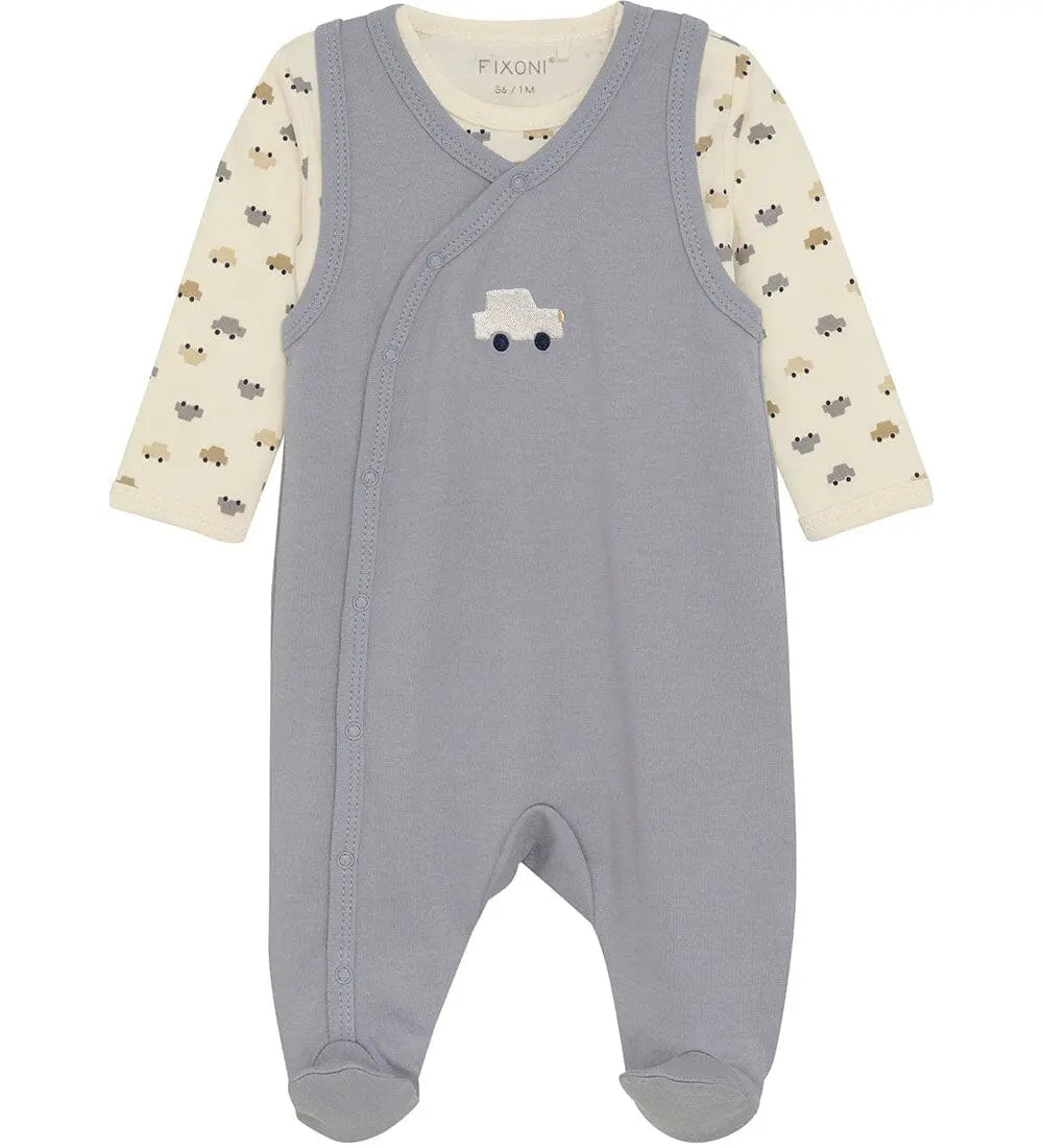 Car Organic Cotton Dungarees & Bodysuit Outfit Fixoni