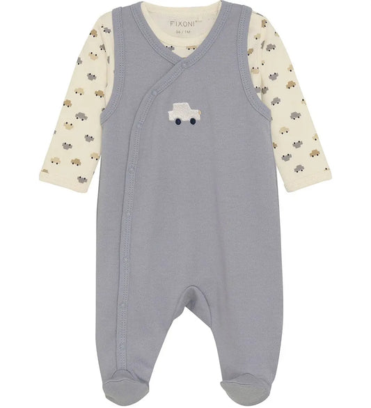 Car Organic Cotton Dungarees & Bodysuit Outfit Fixoni