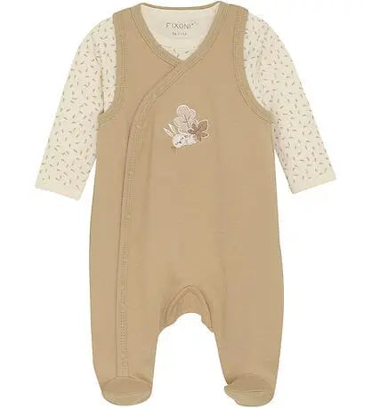 Bunny and Leaf Organic Cotton Dungarees & Bodysuit Outfit Fixoni