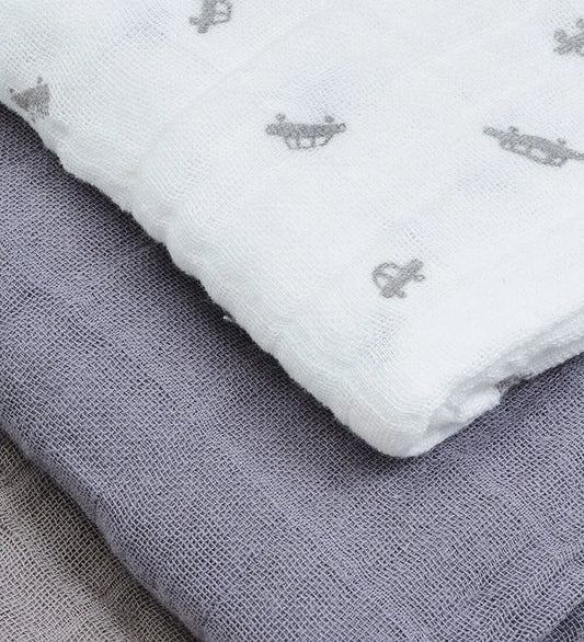 3 Pack, Organic Cotton Muslins, Cars / Grey, 65 x 65 cm Blanket Pippi