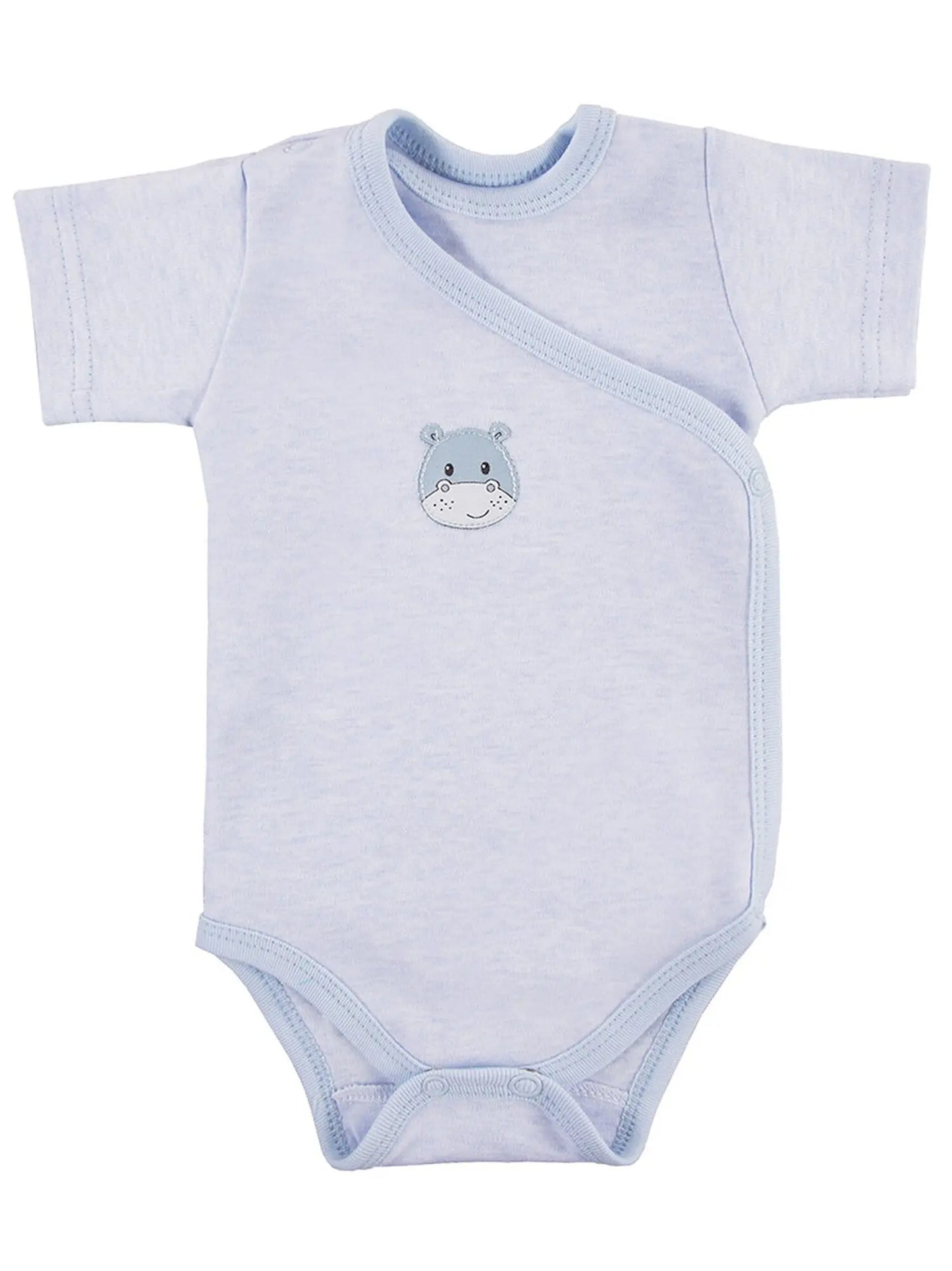 Early Baby Short Sleeved Bodysuit, Cute Hippo Design - Blue Bodysuit / Vest EEVI