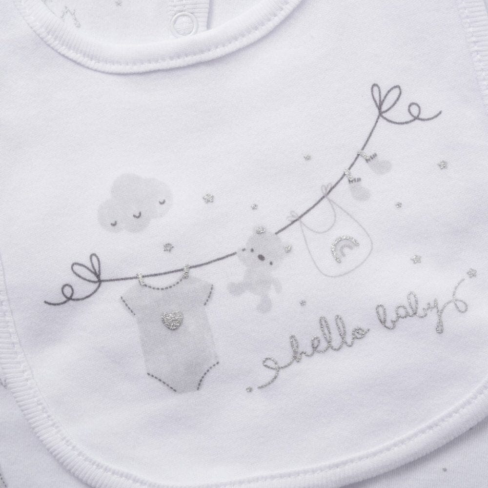 Teddy bear layette gift set contents laid flat