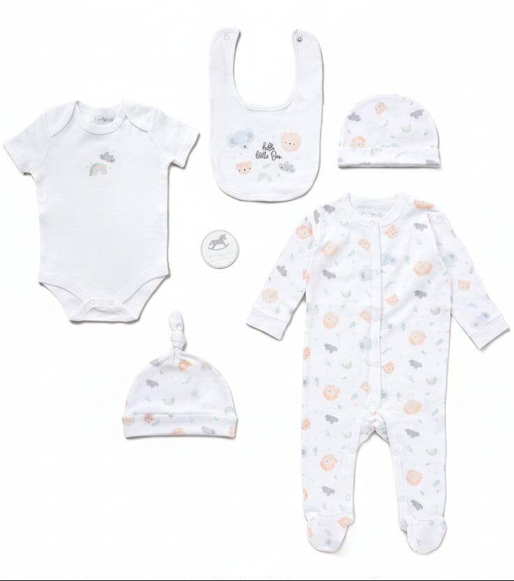 Hello Little One Animals layette gift set — sleepsuit
