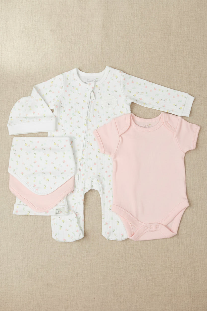 Five Piece Pink Flower Outfit Set Ela & Ren