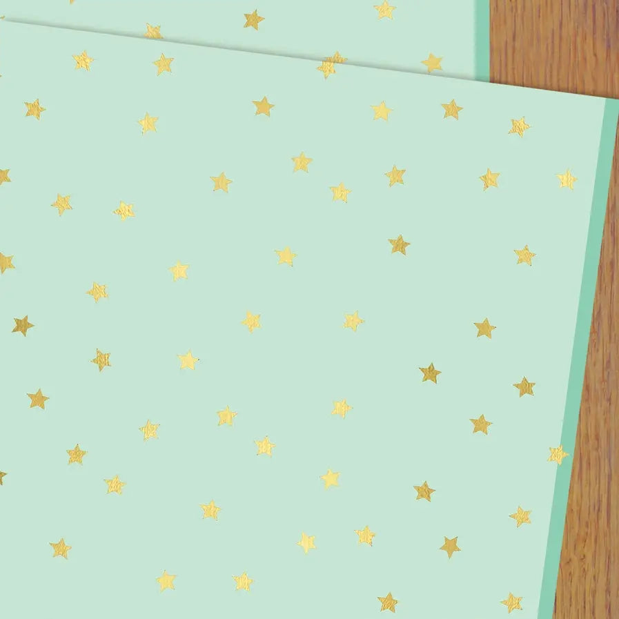 Gift Wrap Cards & Gift Wrap Little Mouse Baby Clothing & Gifts Gold Foiled Green Stars