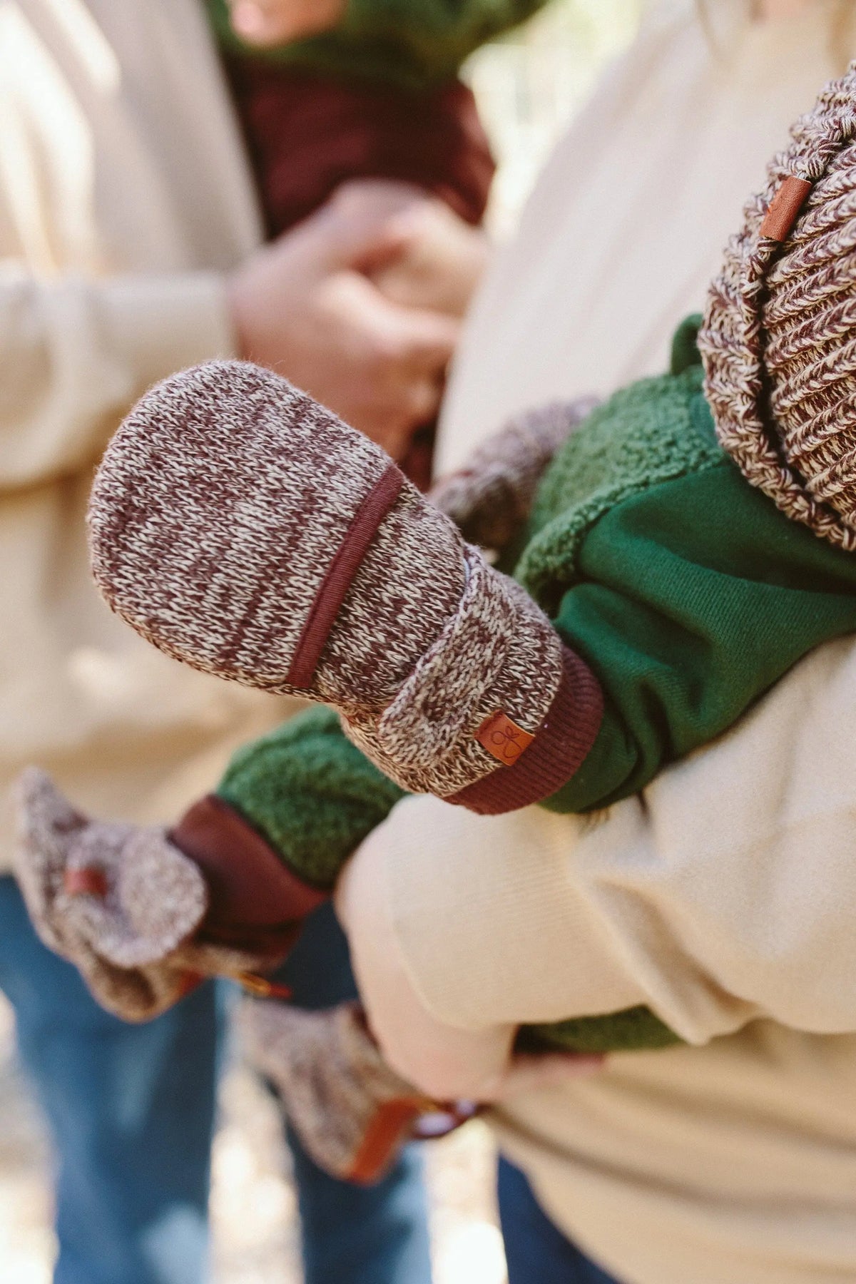 Stay-On Scratch Mittens, Knit Mitts, Bark Scratch Mitts Goumikids
