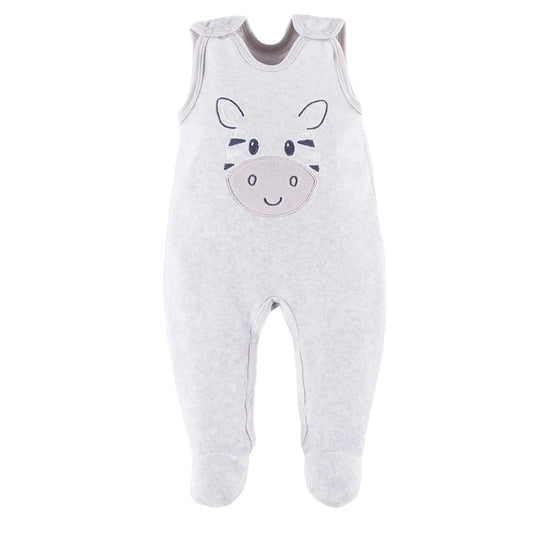 Early Baby Footed Dungarees, Cute Zebra Design - Grey Dungaree EEVI