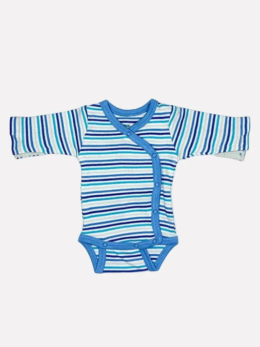 Organic Cotton Blue Bold Stripe Long Sleeve Vest Bodysuit / Vest Fixoni