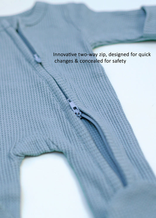 Zipped Premature Baby Sleepsuit, Fold-Over Mitts - Blue Sleepsuit / Babygrow Little Dreamer