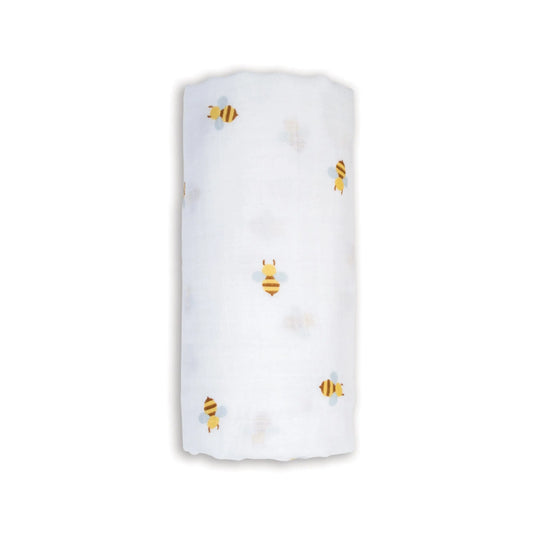 Bees - Muslin Swaddle, 100 x 100 cm Swaddle Blanket Lulujo