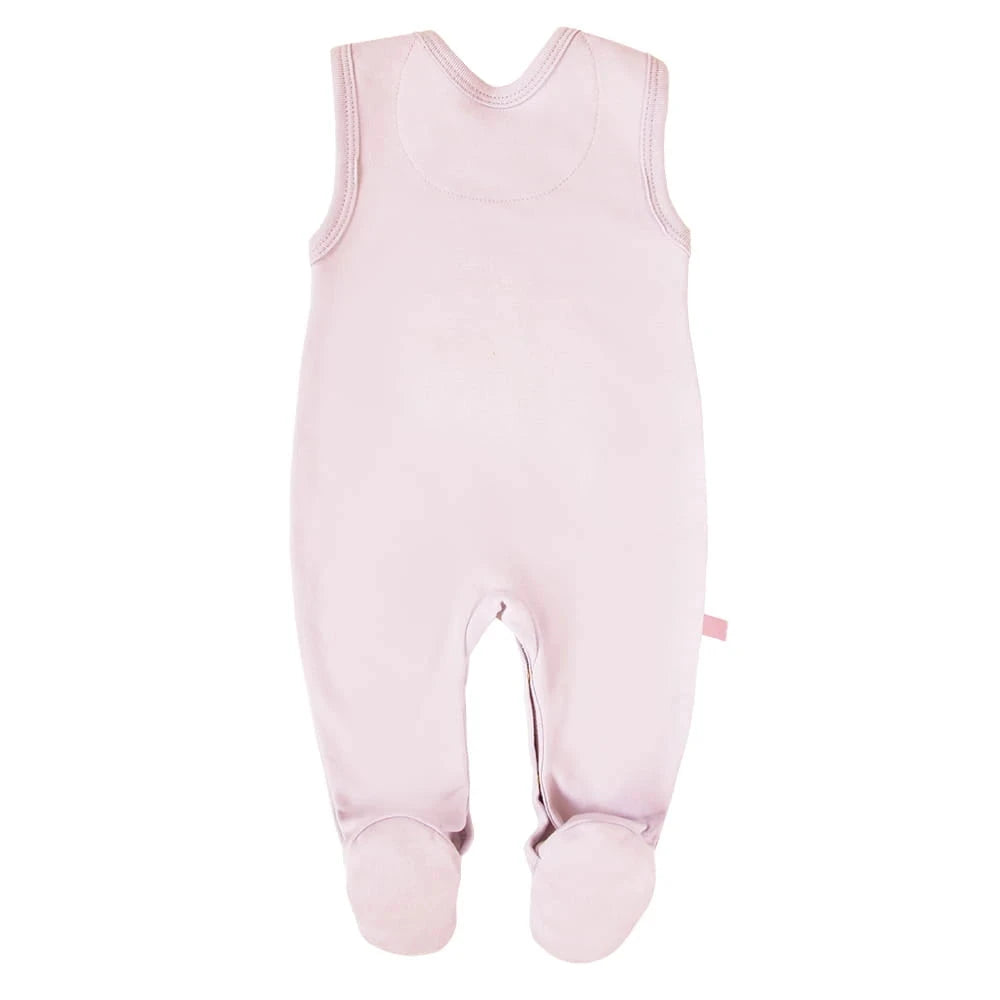 Early Baby Footed Dungarees, Embroidered Bunny Design - Pink Dungaree EEVI