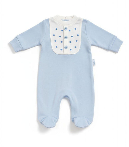 Blue "Stars" All In One Sleepsuit / Babygrow Tiny Chick